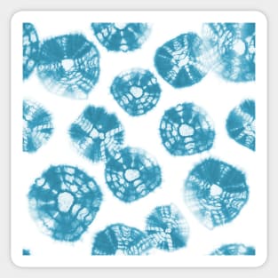 Shibori Kumo tie dye caribbean blue dots over white Sticker